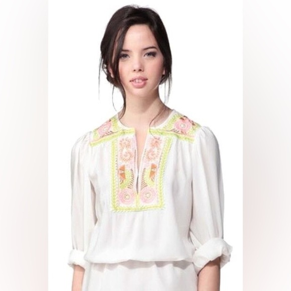 Anthropologie Antik Batik Embroidered Mimi Blouse Size Small - Picture 1 of 11